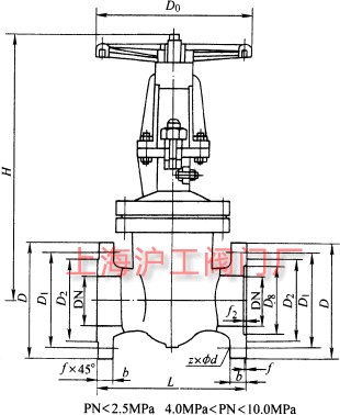 DKZ41H��DKZ41Y �� PN10~PN100 �������l�y��Ҫ���μ��Y(ji��)��(g��u)�ߴ�ʾ��D